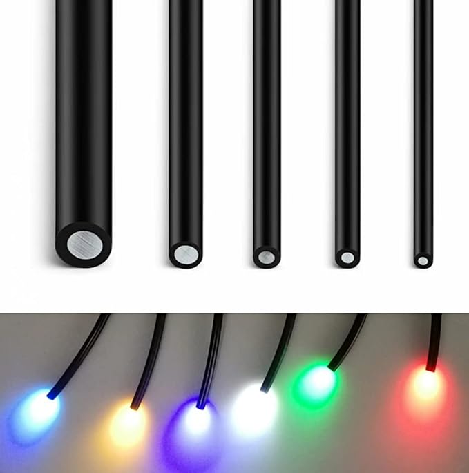 YWEWY Black Skin Cover PMMA Plastic Endeglow Optic Fiber Cables for Car Led Light Source (30ft Long) (0.08in)