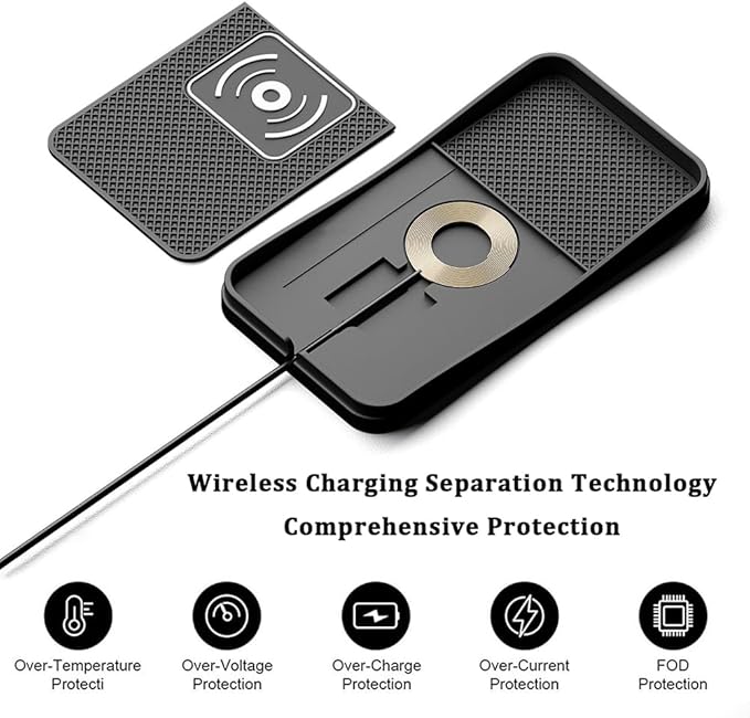 Car Wireless Charger Pad for Acura ILX 2013-2022, Type-C/USB 20W Fast Wireless Car Charger Pad Non-Slip Cordless Charging Mat,A-30cm Cable Type-C Plug