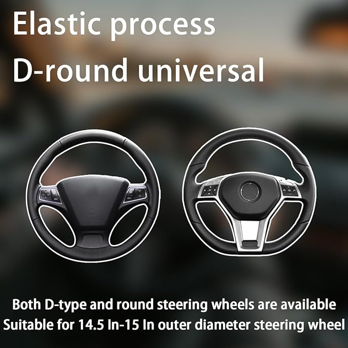 BELOMI Leather Car Steering Wheel Cover, Universal 15 Inch for Car Truck SUV, Non-Slip and Breathable, Sport Style Design Odorless Steering Wheel Protector, Automotive Interior Accessories (White)