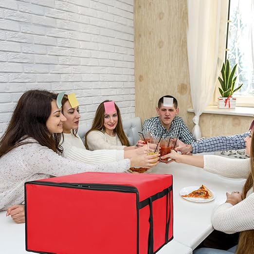 CIVJET Insulated Pizza Delivery Bag for Carry Hot, 20" x 20" x 14" Carrier Warmer, Insulated Food Delivery Bag, Insulated Grocery Cooler Bags for Catering/Doordash, Commercial Food Warmers(Red, 1Pk)