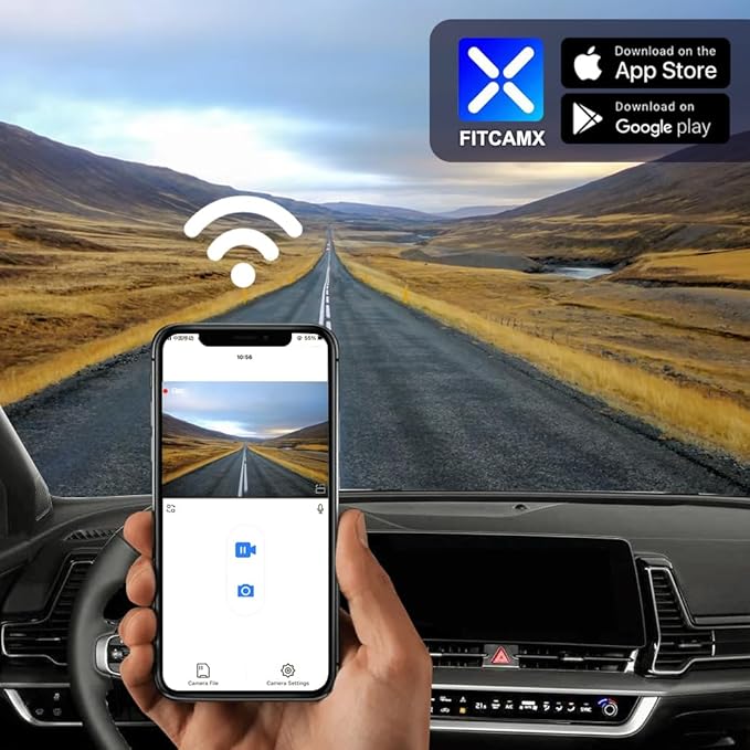 Fitcamx 4K Dash Cam Compatible with Kia Sportage 2023 2024 2025 (Part No#DW010/P1020/R2010), OEM Look, UHD 2160P Video, Built-in WiFi & APP, Loop Recording, G-Sensor, Easy to Set, 64GB Card