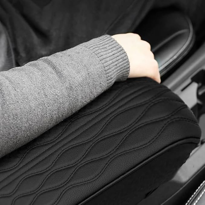 Leather Car Armrest Box Pad, 2025 Upgrade Universal Auto Arm Rest Cushion Memory Cotton Armrest Box Pad, Car Center Console Cover for Most Vehicle, Car Accessories (#8)