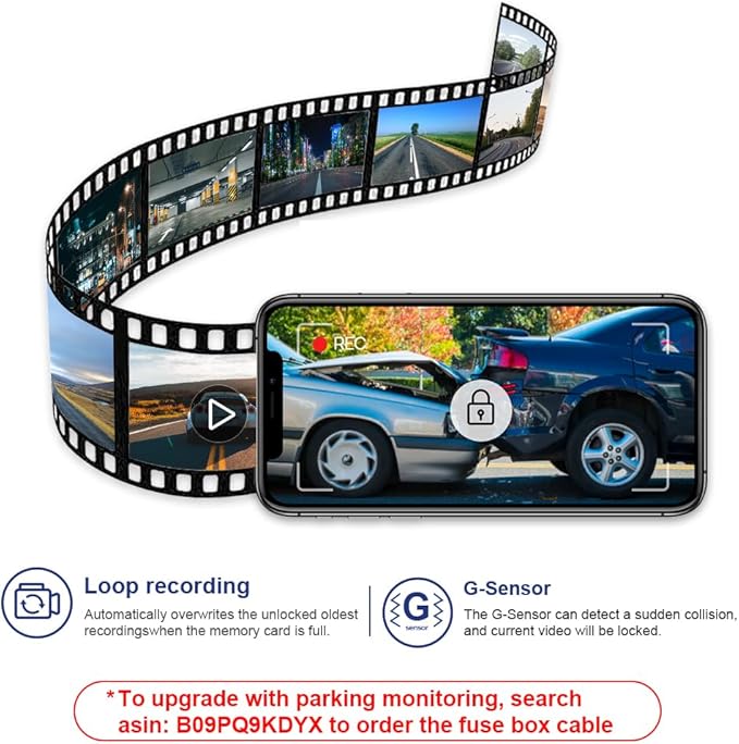 Fitcamx Front 2160P+Rear 1080P Dash Cam Adapts for Ford Mustang 2024 2025 Ecoboost GT Premium Dark Horse, OEM Look, Dual HD Video, Loop Recording, WiFi & APP, G-Sensor, Easy to Set, 128GB Card