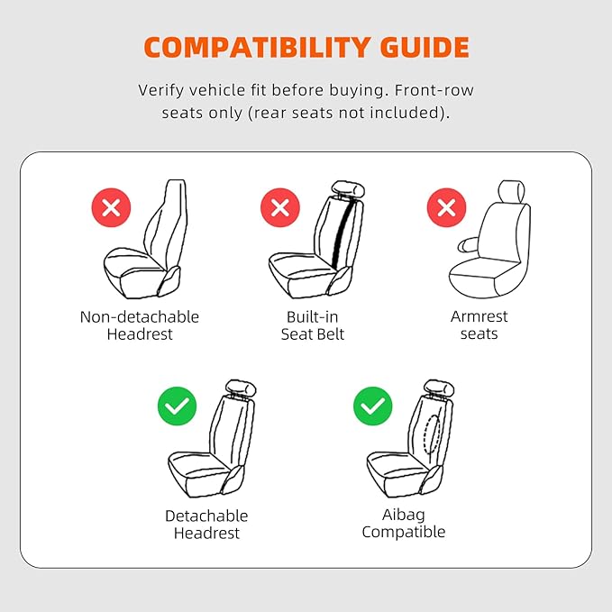 KEYOOG 2-Seater Waterproof and Breathable Nappa Leather Car Seat Covers Full Set, Fit for Front Seats of Cars, Compatible with Airbags, Car Seat Protector Covers for Most Cars - Black Red