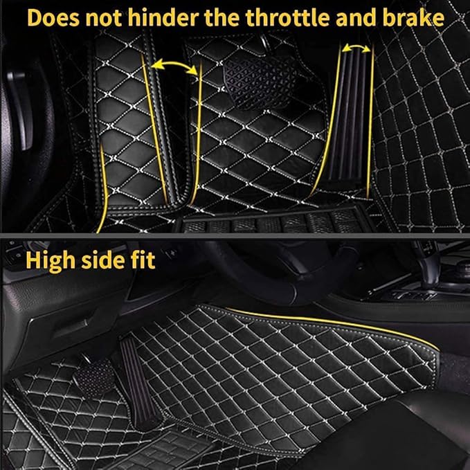 Custom Making Car Floor Mats for 90% Car Model Luxury Leather All Weather Waterproof Anti-Skid Full Coverage Liners (Black and Purple)