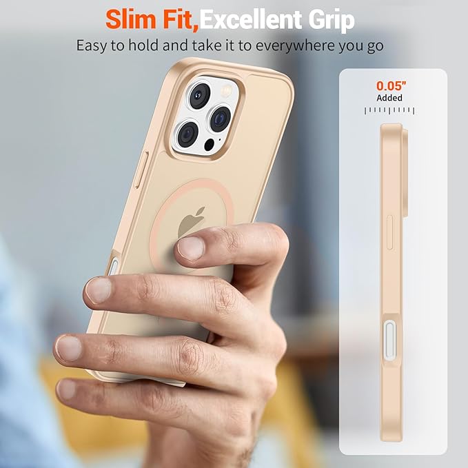 SUPFINE Magnetic for iPhone 16 Pro Case (Compatible with MagSafe) (Military Grade Drop Protection) Slim Translucent Matte Shockproof with Anti-Fingerprint Phone Case,Sand Pink