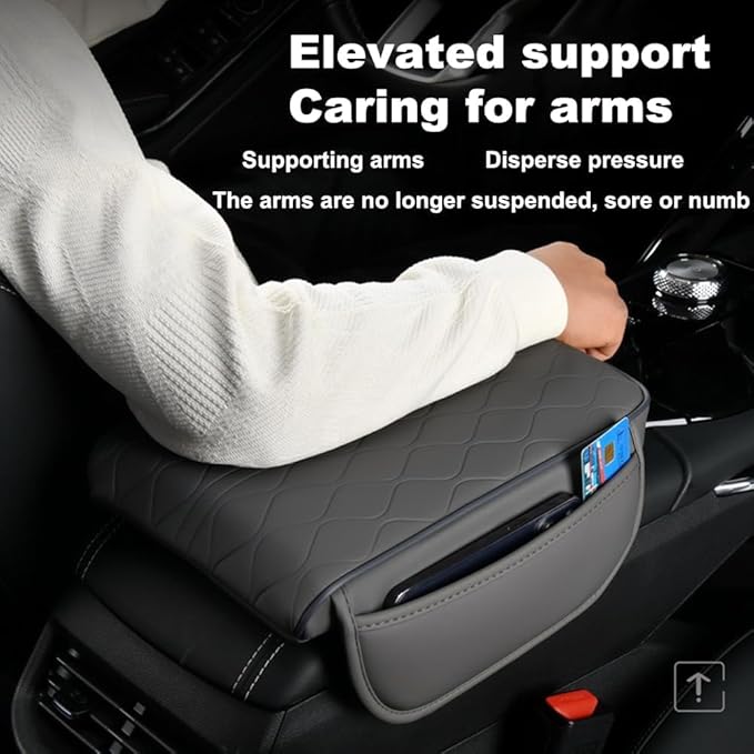 1 Pack Car Center Console Cover Custom Fit for 2024 2025 Lexus GX550 550h, Leather Memory Foam Armrest Cushion Protector, Anti-Scratch Durable Armrest Pad,Black