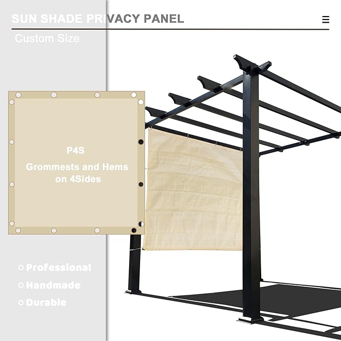 Sun Shade Privacy Panel with Grommets on 4 Sides for Patio, Awning, Window Cover, Pergola or Gazebo (Banha Beige, 8' x 10')