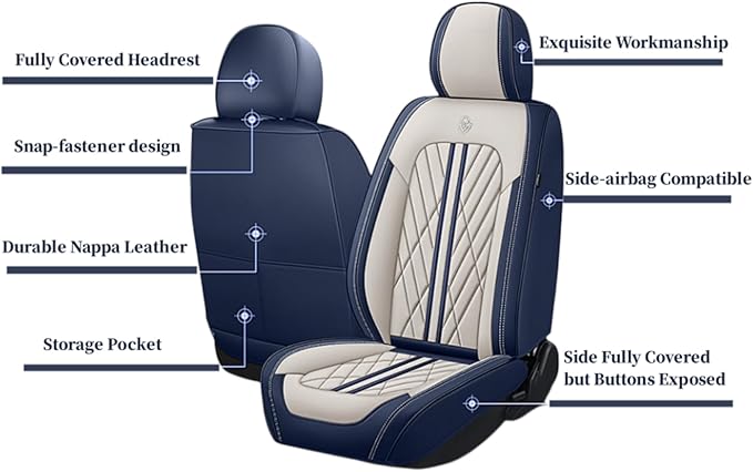 Premium Nappa Leatherette Car Seat Cover Set Custom Fit for Honda CR-V CRV 2000-2023 2024 2025 2026 Water-Proof Breathable Faux Leather Seat Cushion Protectors (Front 2 Seats,Red Line)