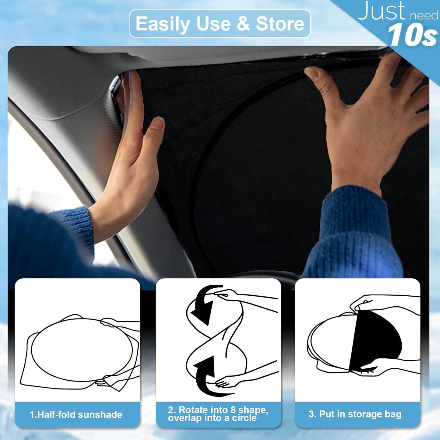 Custom Fit Rogue 3rd Windshield Sunshade for Nissan Rogue 3rd Gen 2021 2022 2023 2024 2025 (Not for Rogue Sport) Front Window Car Shades Shield Cover for Windshield Sun Visor Protector Blocks UV Rays