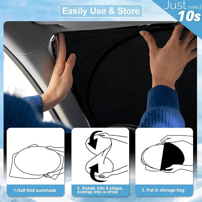 Custom Sunshade for Santa Fe Windshield Sun Shade for 2026 2025-2019 Hyundai Santa Fe, SE, SEL, SEL Plus, Limited, Ultimate Accessories Heat Insulation Cooling Front Window Cover for Windshield