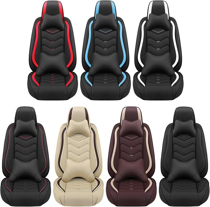Car Seat Covers Fit for Infiniti g37 2000-2026, Stylish Sport Seat Covers, Waterproof Wear-Resistant Premium Nappa Leather Car Seat Cover.(Full Set with Pillow/Pure Black)