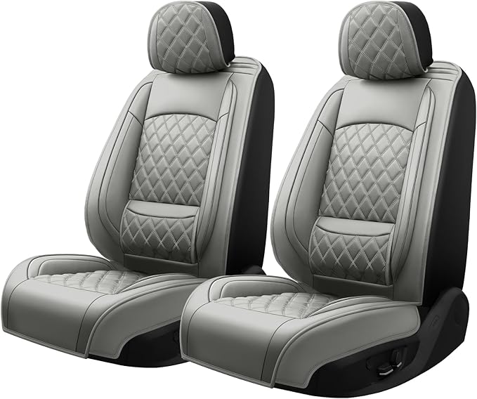 Fit for Equus Seat Covers Compatible with Hyundai Equus 2011-2016 - Waterproof Breathable Leather Automotive Seat Cushions Protector,Airbag Compatible,Only 2 Front seat Covers(Gray)