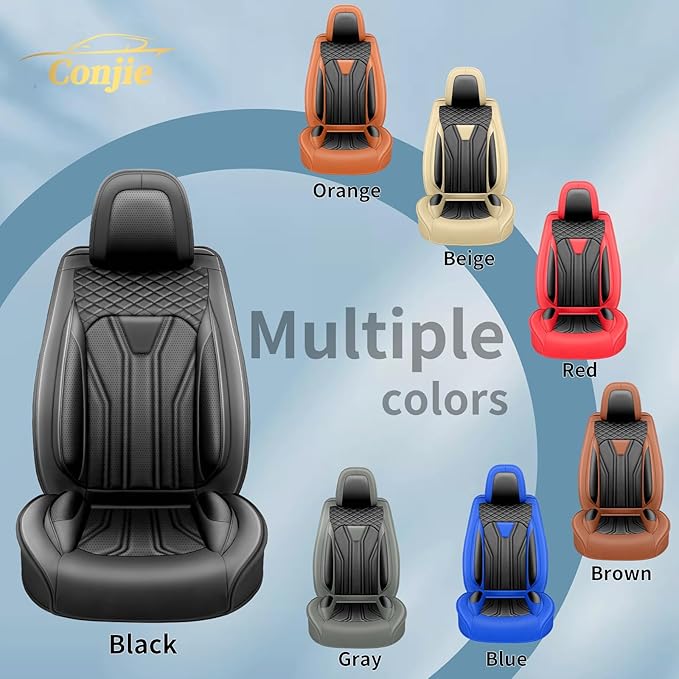 Fit Rogue Car Seat Covers Compatible with Nissan Rogue 2011-2025 2026 - Premium Leather, Waterproof Breathable, All-Weather Seat Cushion Protecto&Airbag Compatible (2 Front Seat All Black)