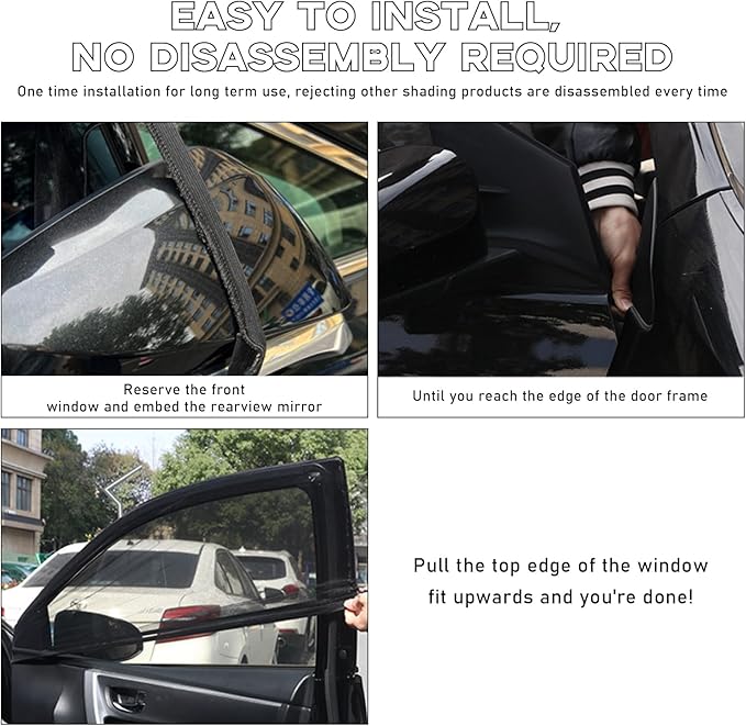 2 PCS Car Window Shades, Auto Front Rear Side Window Sun Shades for Block Heat & UV Protection, Breathable Mesh Baby Window Screen Covers, Universal Car Accessories (SUV Back)
