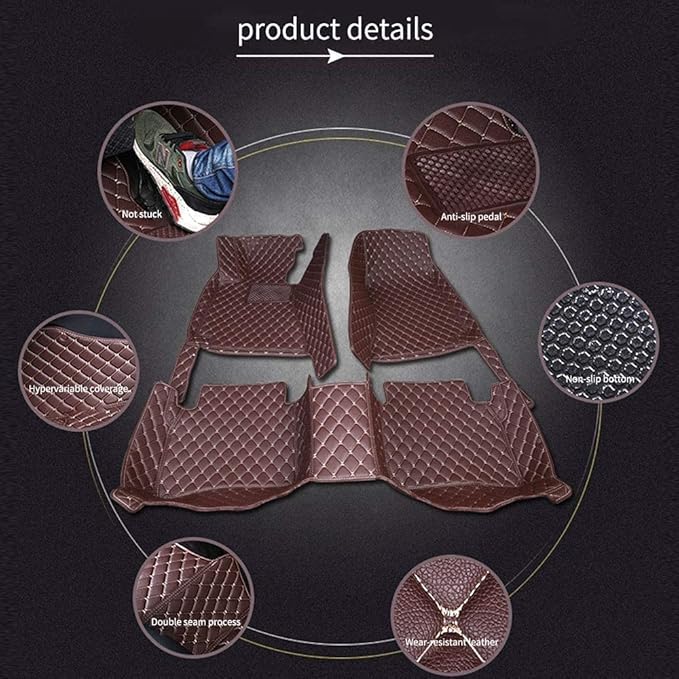 Custom Car Floor Mats for 96% Sedan SUV Sports Car Protection Full Coverage Pads Anti-Slip Leather Floor Lining All Weather Car Floor Mats (Beige)