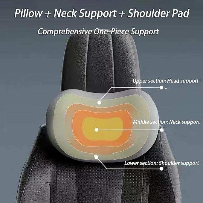 Car Lumbar Support Pillow and Car Neck Pillow Kit for Toyota GR Supra GR86, Car Seat Neck Back Rest Pillows, Ergonomic Car Seat Headrest & Lumbar Cushion,C Coffee