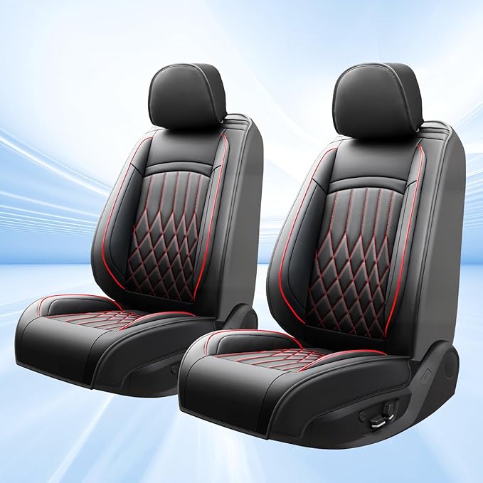Fit TLX Car Seat Covers for Acura TLX 2014-2026 - Premium Leather, Waterproof, All-Weather, Airbag Compatible, Breathable, Easy Install, Seat Protectors, Only 2 Front seat Covers, Redline