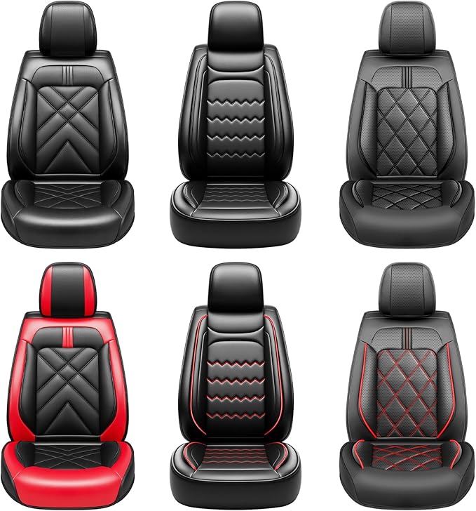 CX-7 Car Seat Covers Custom Fit for Mazda CX-7 2007-2012, Full Coverage Premium Leather Waterproof Breathable Seat Covers, Automotive Seat Protectors, Airbag Compatible(2 Front Seats, Black)