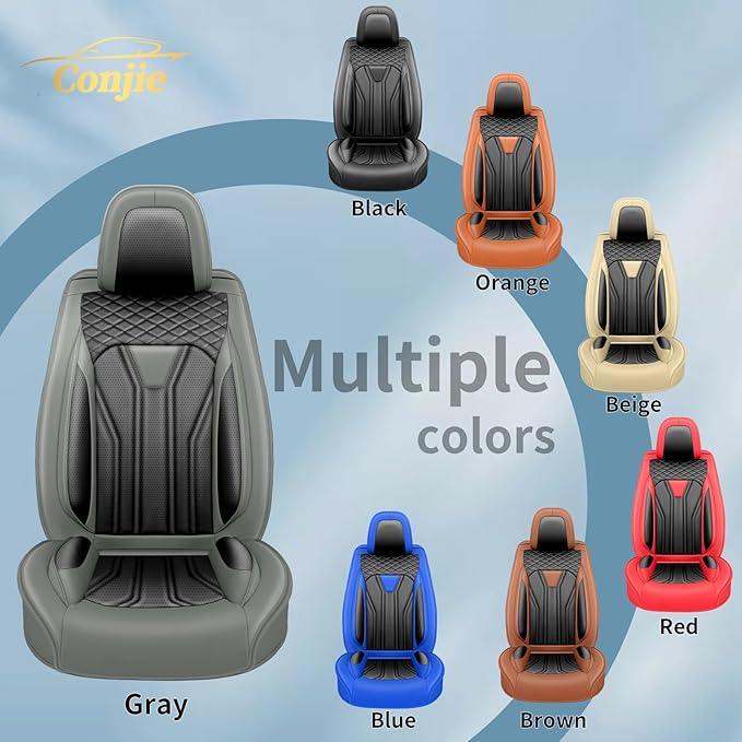 Fit CRV Car Seat Covers Premium Leather for Honda CRV cr-v 2011-2025 2026. Waterproof, Breathable, Scratch-Resistant & All-Weather Seat Cushion Protector (Full Set,Gray&Black)