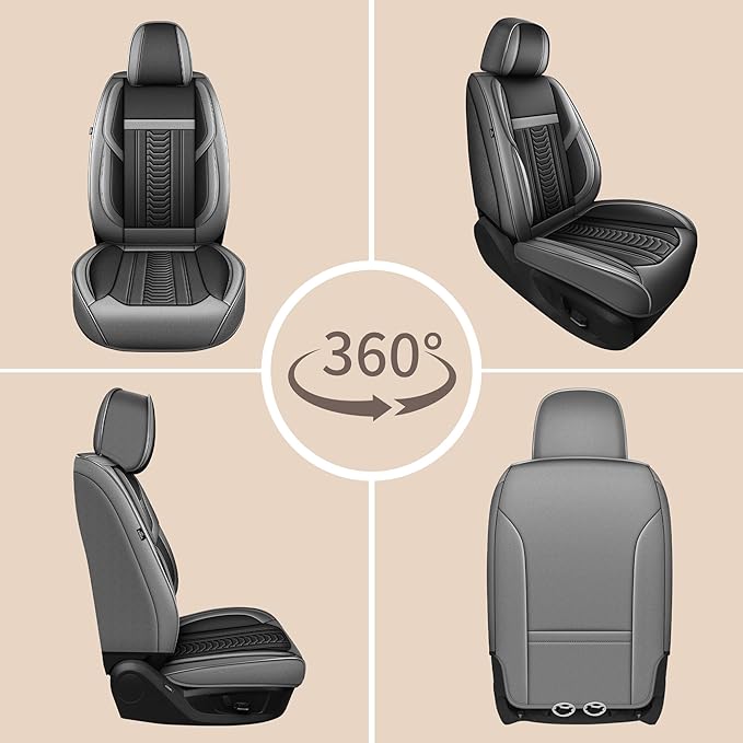 TTX LIGHTING for Chevy Traverse 2018-2026 Seat Covers: Waterproof Leather Seat Protector with Airbag Compatible (2 Front Seats,Black&Gray)
