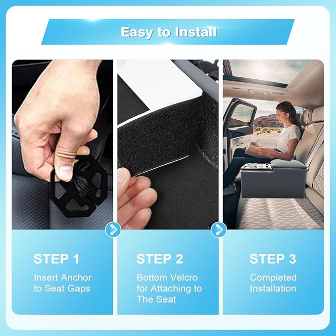 Center Console, Universal Bench Seat Center Console with Fast Phone Charging, Back Seat Car Organizer, Automotive Center Console with Cup Holder & Phone Holder (Gray)