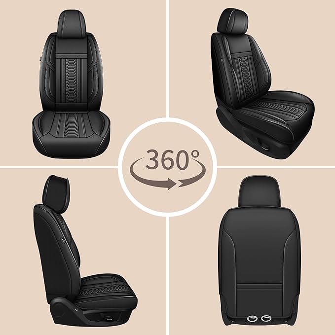 TTX LIGHTING for Subaru Crosstrek 2016-2026 Seat Covers: Waterproof Leather Seat Protector with Airbag Compatible (2 Front Seats,Black)
