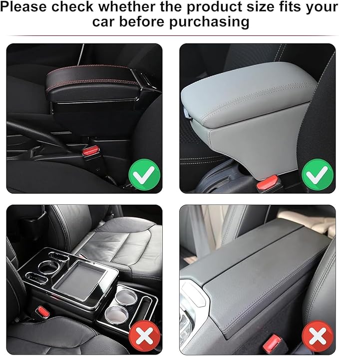 Car Armrest Storage Box for Cadillac SRX 2004–2016 2013 2014 2015, Sport-Style Center Console Organizer with Side Pocket, PU Leather Armrest Cushion, Elbow Support Pad,D Beige