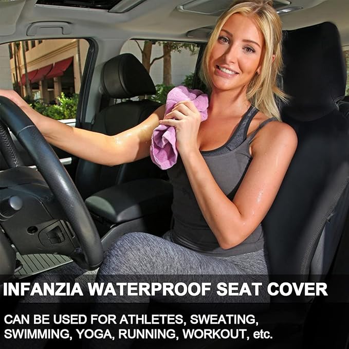 INFANZIA Premium Waterproof Seat Cover Towel Protector Neoprene Universal Fit, Upgraded 100% Washable & Removable Non-Slip Sweat Carseat Towel Covers, Perfect for Gym/Yoga/Workout(Black,1PCS
