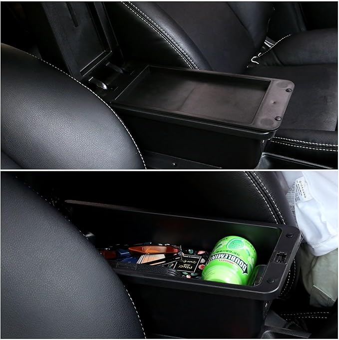 AULPHIKE Compatible with Nissan Note Armrest 2016-2018 Car Center Console Organizer Armrests Double Layer Storage with 3 USB(Black)