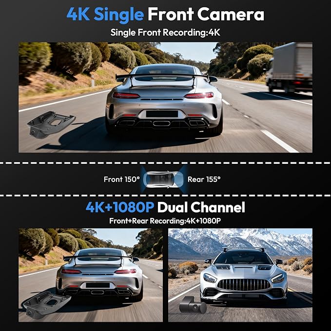 Front 4K Dash Cam for 2022-2026 Toyota Tundra Hybrid & Sequoia 2023-2026 Limited SR SR5 TRD Pro Limited (Gen3),OEM Look,HD Video,WiFi Connect&APP,Loop Recording G-Sensor,64GB Card