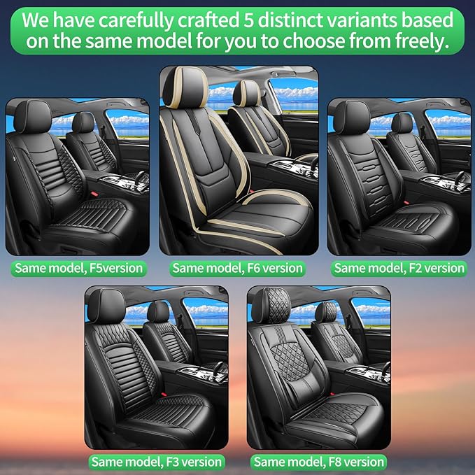 Fit Palisade Car Seat Covers for Hyundai Palisade 2000-2025 2026 -Upgraded Premium Waterproof & Breathable Leather,Airbag Compatible,All-Weather Seat Cushion Protector,2 Front/Black-Beige