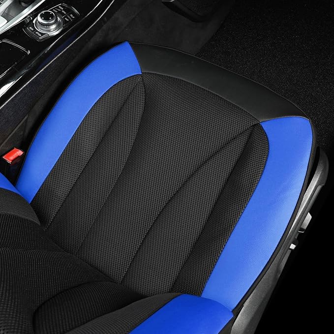 GIANT PANDA Fit Outback Forester Crosstrek Legacy Impreza Front Car Seat Cover, 3D Air Mesh Breathable Seat Protector(Black+Blue 2-Pack