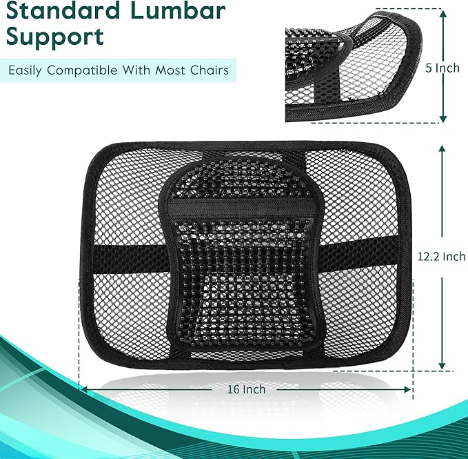 Samyoung 2 Pack Mesh Back Lumbar Support, Back Support Seat Cushion with Breathable Mesh for Office Chairs Car 12โ x 16โ
