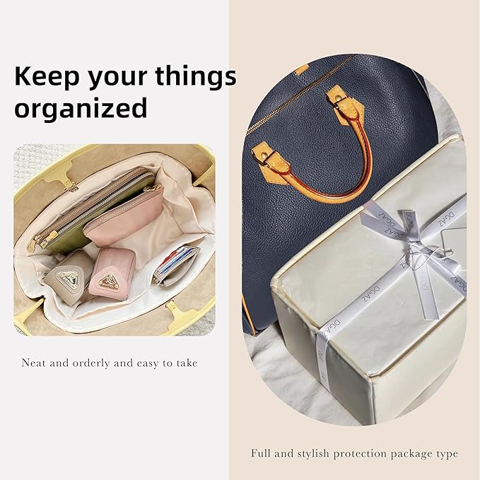 DGAZ Silk Purse Organizer Insert Fits LV Speedy 16/20/25/30/35/45 bags,Silky Smooth Bag Organizer,Luxury Handbag & Tote Shaper(Craie,SP45)