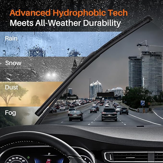 DOG TAIL Water Repellent Silicone Wiper Blades 20 inch (2 Pack) with Multiple Adapters and 2 Refills, Automotive Replacement Front Windshield Wiper Blades for My Car with Water Repellency DropClear