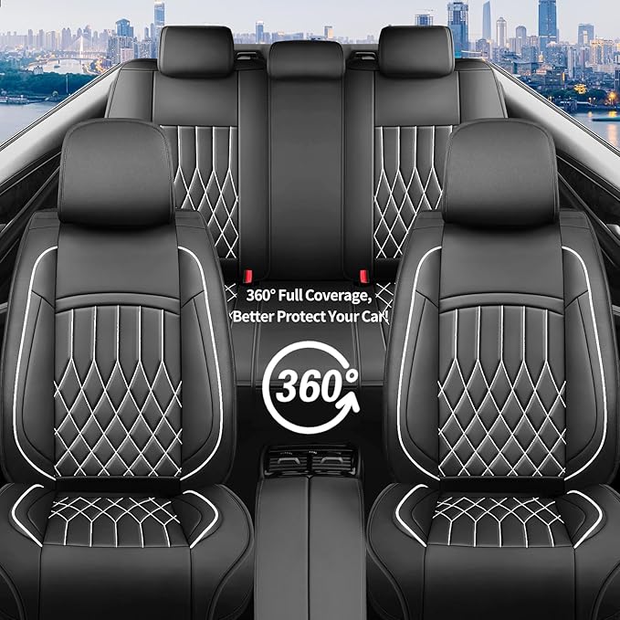 Fit RDX Car Seat Covers for Acura RDX 2010-2025 2026 - Premium Leather, Waterproof, All-Weather, Airbag Compatible, Anti-Slip, Breathable, Easy Install, Seat Protectors, Full Set, Whiteline