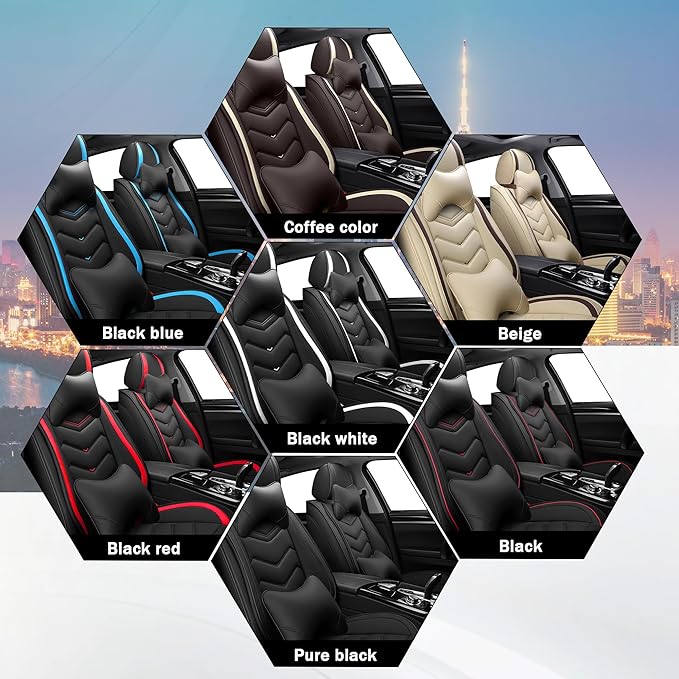 CTDS Car Seat Covers for Nissan Altima 2001-2026, Stylish Sport Seat Cover, Premium Nappa Leather Car Seat Cover. Automobile Seat Covers Sets.(Luxury 5 Seats/Black Blue)
