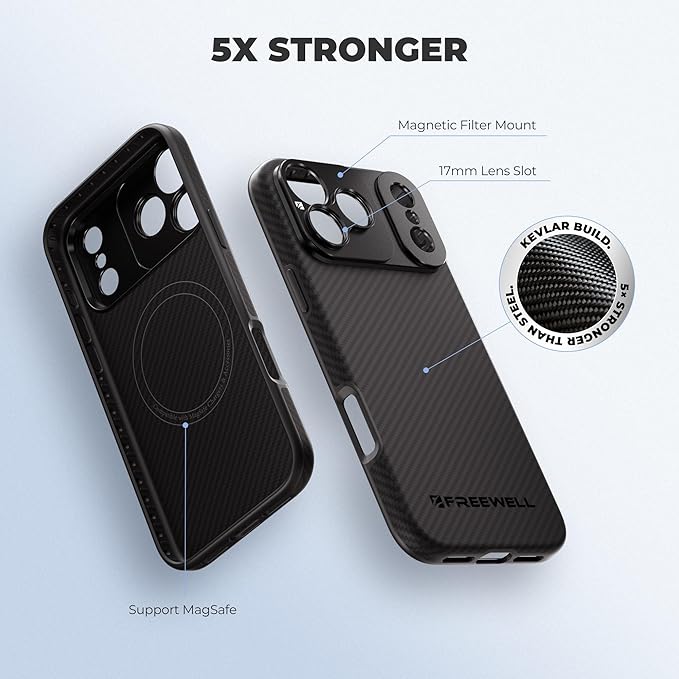 FREEWELL Pro Filmmaker Case for Phone 17 Pro - Magnetic Filters & 17mm Lens Mount Black