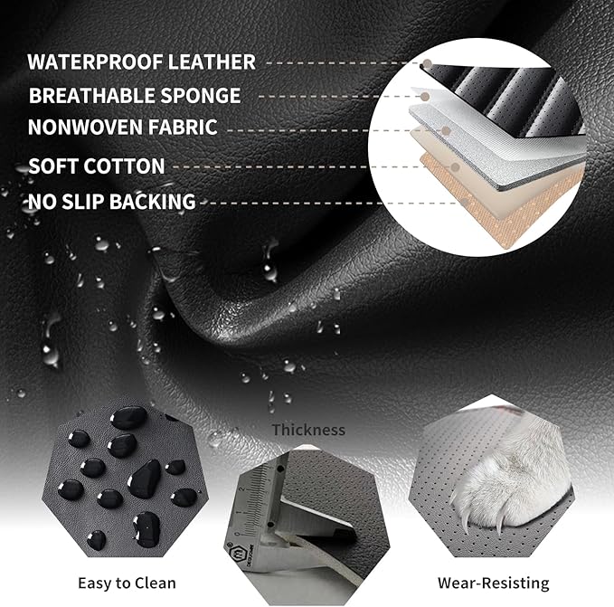 Front Seat Covers Fit for Toyota 4Runner 2001-2026, Car Seat Covers Front Seats, Breathable Faux Leather Automotive Seat Covers Front Pair Anti-Slip Seat Cover(Black, Front)