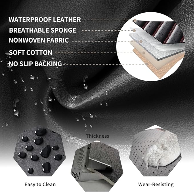 Front Seat Covers Fit for Toyota Avalon 2001-2022, Car Seat Covers Front Seats, Breathable Faux Leather Automotive Seat Covers Front Pair Anti-Slip Seat Cover(Black&Red, Front)