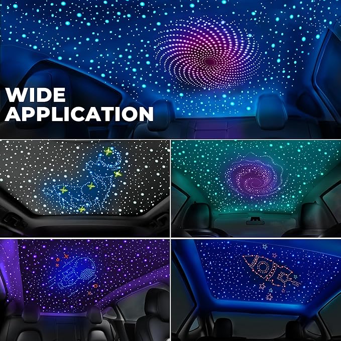 2000PCS 32W Meteor Starlight Headliner Kit,4 Light Colors Twinkle Fiber Optic Star Ceiling Lights,0.03in*13.1ft/4m, App/Remote Control Rgbw Shooting Star Headliner Kit Car Roof Home Ceiling