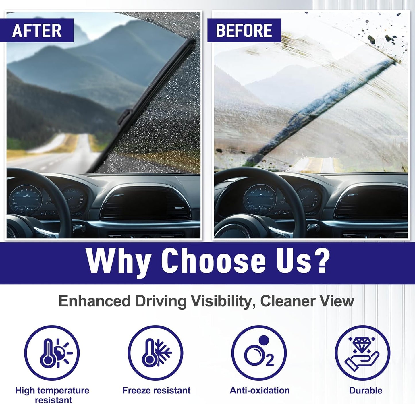 AJK Wiper Blades for INFINITI QX70 2014 2015 2016 2017, 2 Piece All Weather OEM Quality Automotive Replacement Windshield Wiper Blades for My Car