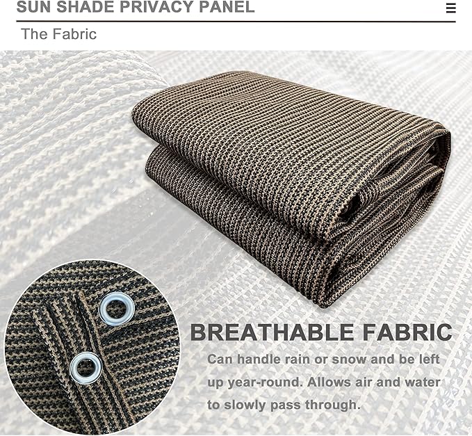 Alion Home Sun Shade Privacy Panel with Grommets and Hems on 4 Sides for Patio, Awning, Window, Pergola or Gazebo - Mocha Brown (10' x 4')