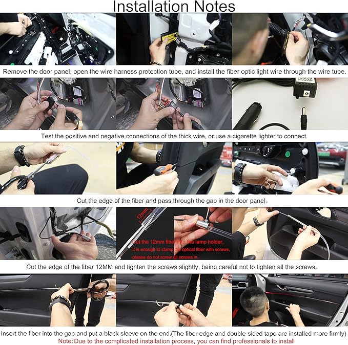 Car Ambient Lighting Kit 64 Colors Multicoloured Music Optic Fiber APP Control Car DIY Decorative Atmosphere Lighting DC 12V 1W 5m