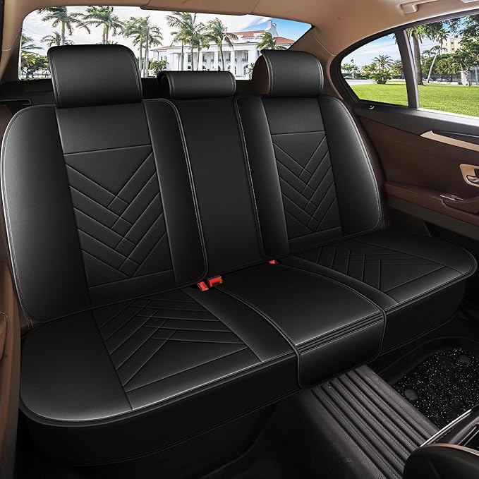AOMSAZTO Seat Covers for Chevrolet Chevy Malibu 2009-2026 Full Set - Waterproof Faux Leather Car Seat Protector Scratch Resistent Car Seat Cushion Interior Seat Cover Automotive Accessories (Black)