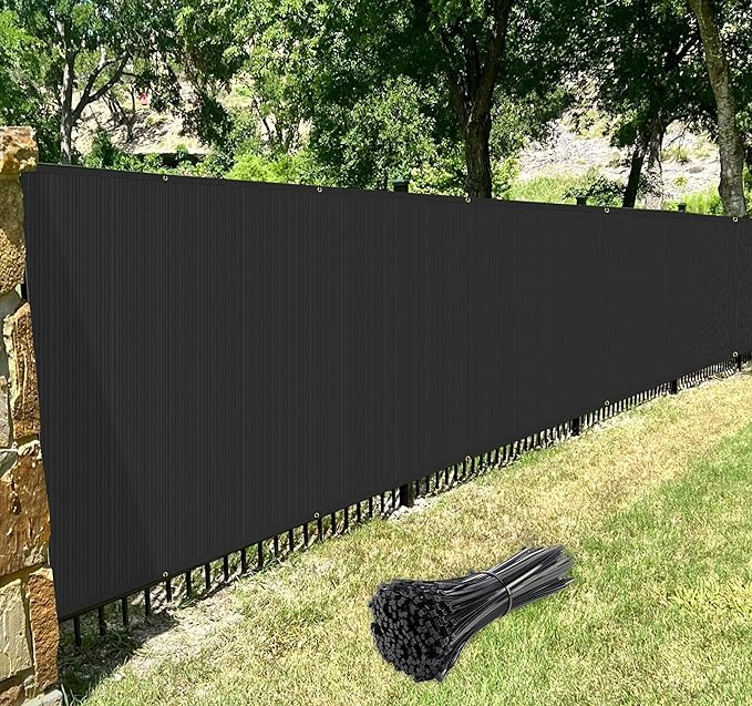 Windscreen4less Privacy Fence Screen Heavy Duty Windscreen Fencing Mesh Fabric Shade Net Cover with Brass Grommtes for Outdoor Wall Garden Yard Pool Deck, 8'x4' Black