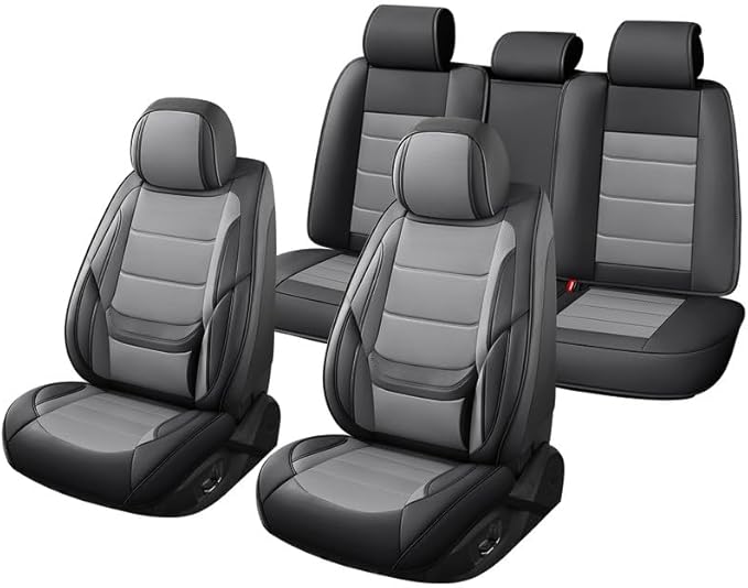 Car Seat Covers Full Set Fit for Buick Envista 2024-2026, Premium Faux Leather Waterproof Car Seat Protectors with Lumbar Support, Breathable Anti-Slip Easy to Install(Black&Gray,Full Set)
