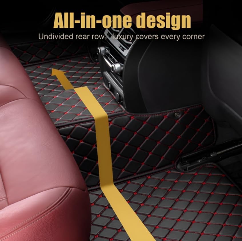 Add Personal Touch to Your Vehicle with IMEISH Customizable Logo Text Car Mats for 99% of vehiclesPads Protection Non-Slip Leather Floor Liners (White and Black Beige)