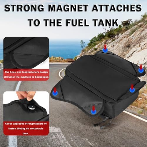 Motorcycle Tank Bag for Triumph Street Triple 2017-2023, Magnetic & Strap Mount Tank Bag for Motorcycles, Motorcycle Touring Navigation Luggage Bag Tank Bags, B Magnetic